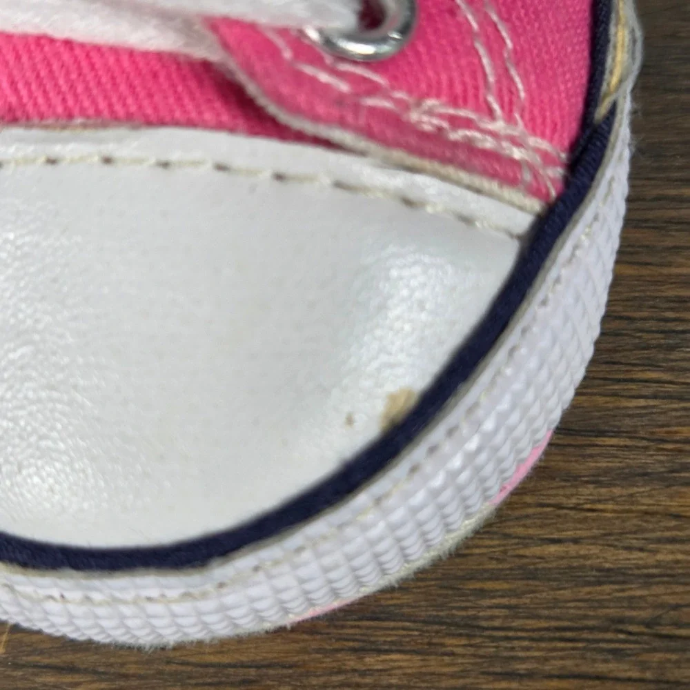 Converse Baby 1 Crib Shoe High Top Sneaker Polka Dot Sole Barbiecore Pink White